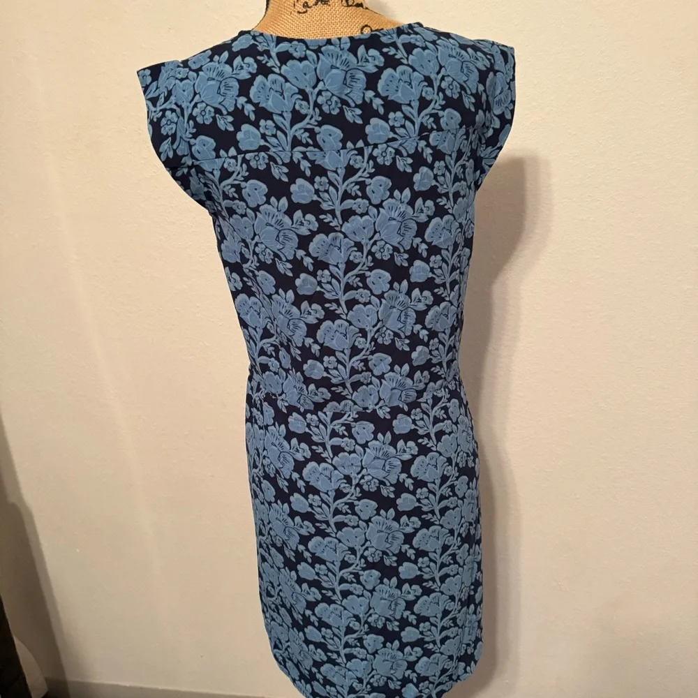 CAbi Java Dress indigo Floral cap sleeves blue and black small - Picture 6 of 12